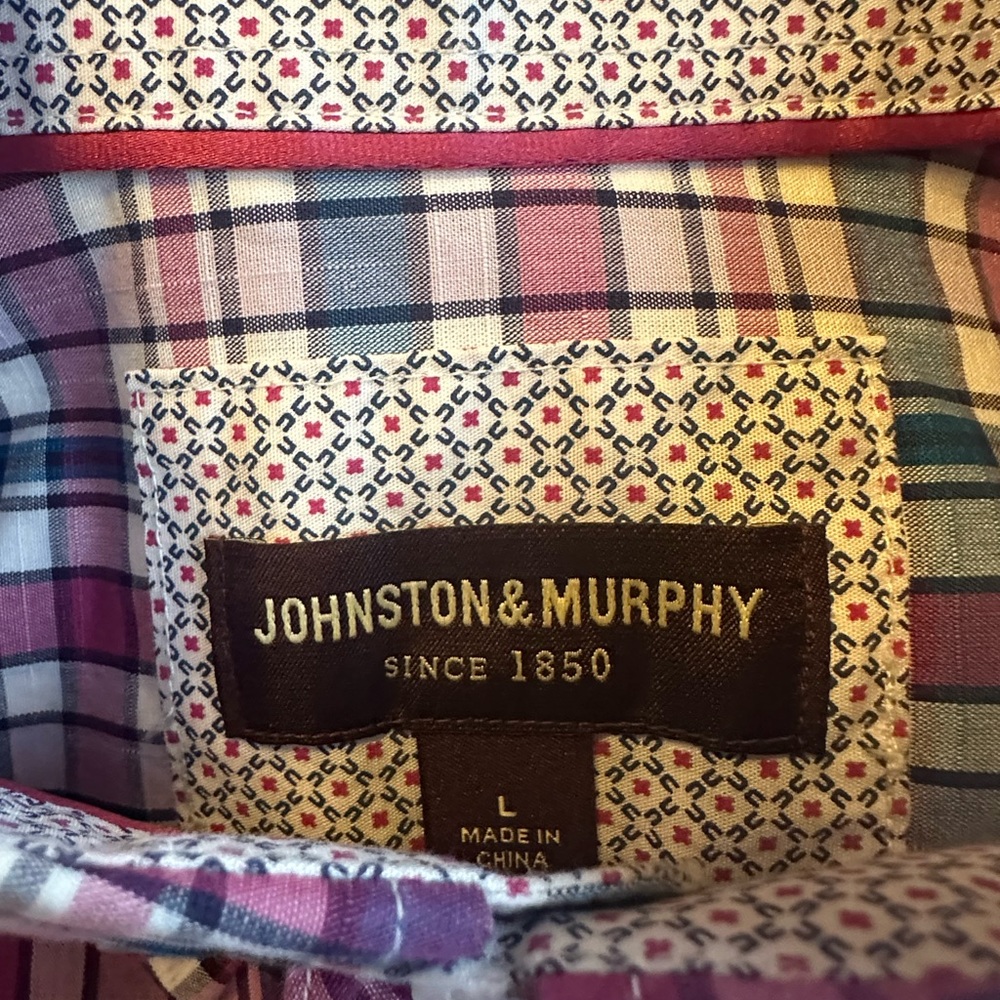 Johnston & Murphy Pink and Blue Plaid Shirt - Picture 4 of 8